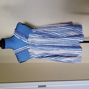 Linen Blue & Rust Halter Style Top